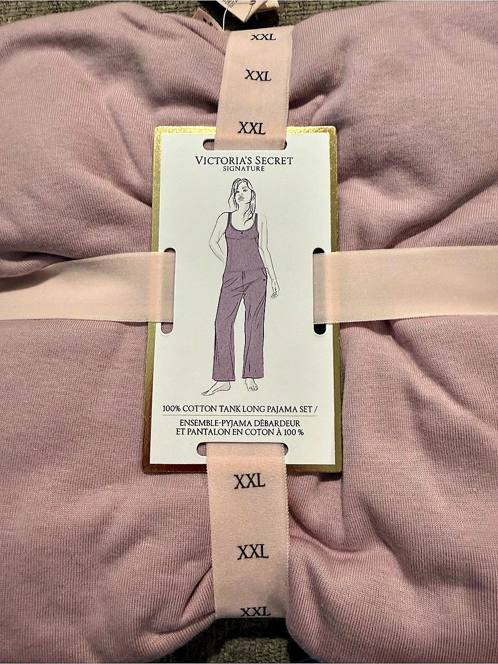 Victoria's Secret Signature 100% Cotton Tank Long Pajama Set Signature Cotton